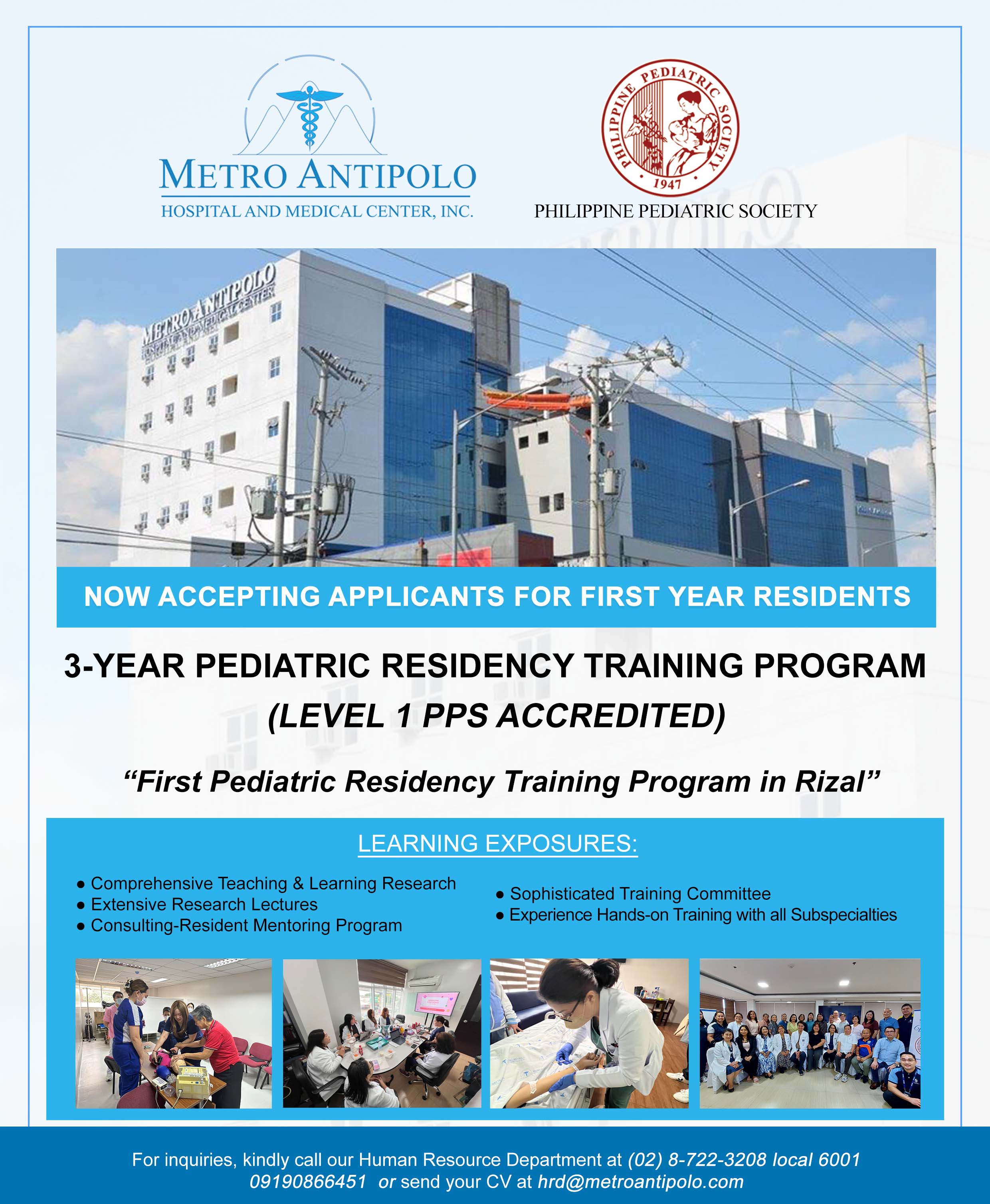 Metro Antipolo Hospital and Medical Center is now accepting Applicants for Residency Training in Pediatrics